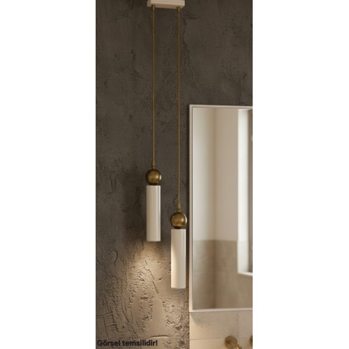 Sparg 2'li Dekoratif Krem & Eskitme Metal Tavan Sarkıt Modern Avize (GÜN IŞIĞI LED AMPULLER DAHİLDİR...)