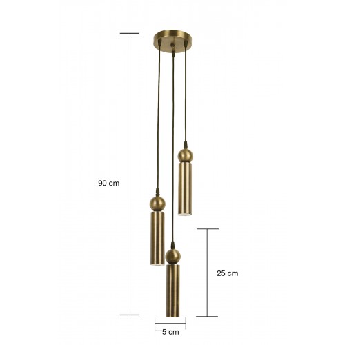 Sparg 3'lü Dekoratif Eskitme Kaplama Metal Tavan Sarkıt Modern Avize (GÜN IŞIĞI LED AMPULLER DAHİLDİR...)