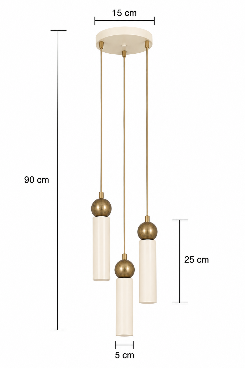 Sparg 3'lü Dekoratif Krem & Eskitme Metal Tavan Sarkıt Modern Avize (Gün Işığı Led Ampuller Dahildir...)