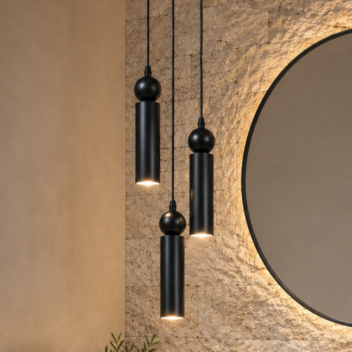 Sparg 3'lü Dekoratif Siyah Metal Tavan Sarkıt Modern Avize (GÜN IŞIĞI LED AMPULLER DAHİLDİR...)