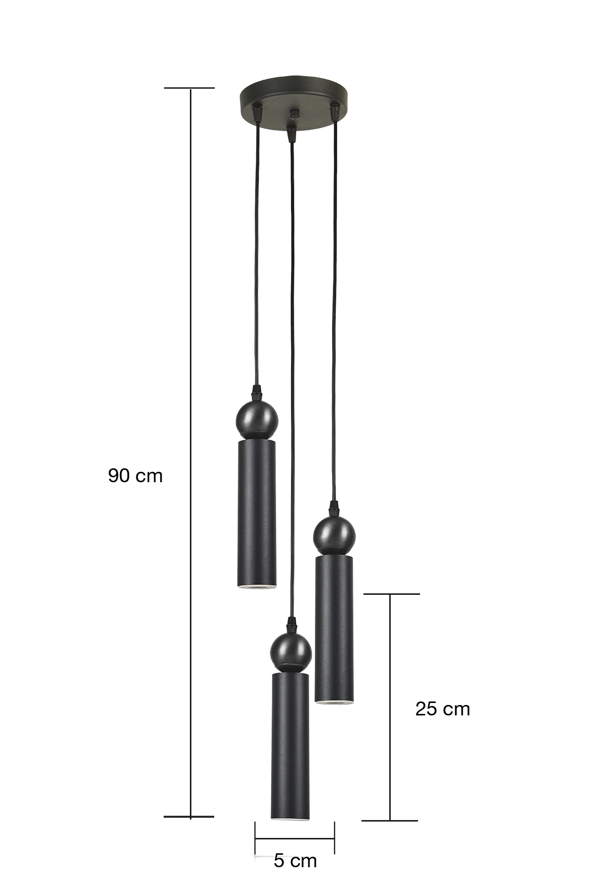 Sparg 3'lü Dekoratif Siyah Metal Tavan Sarkıt Modern Avize (GÜN IŞIĞI LED AMPULLER DAHİLDİR...)