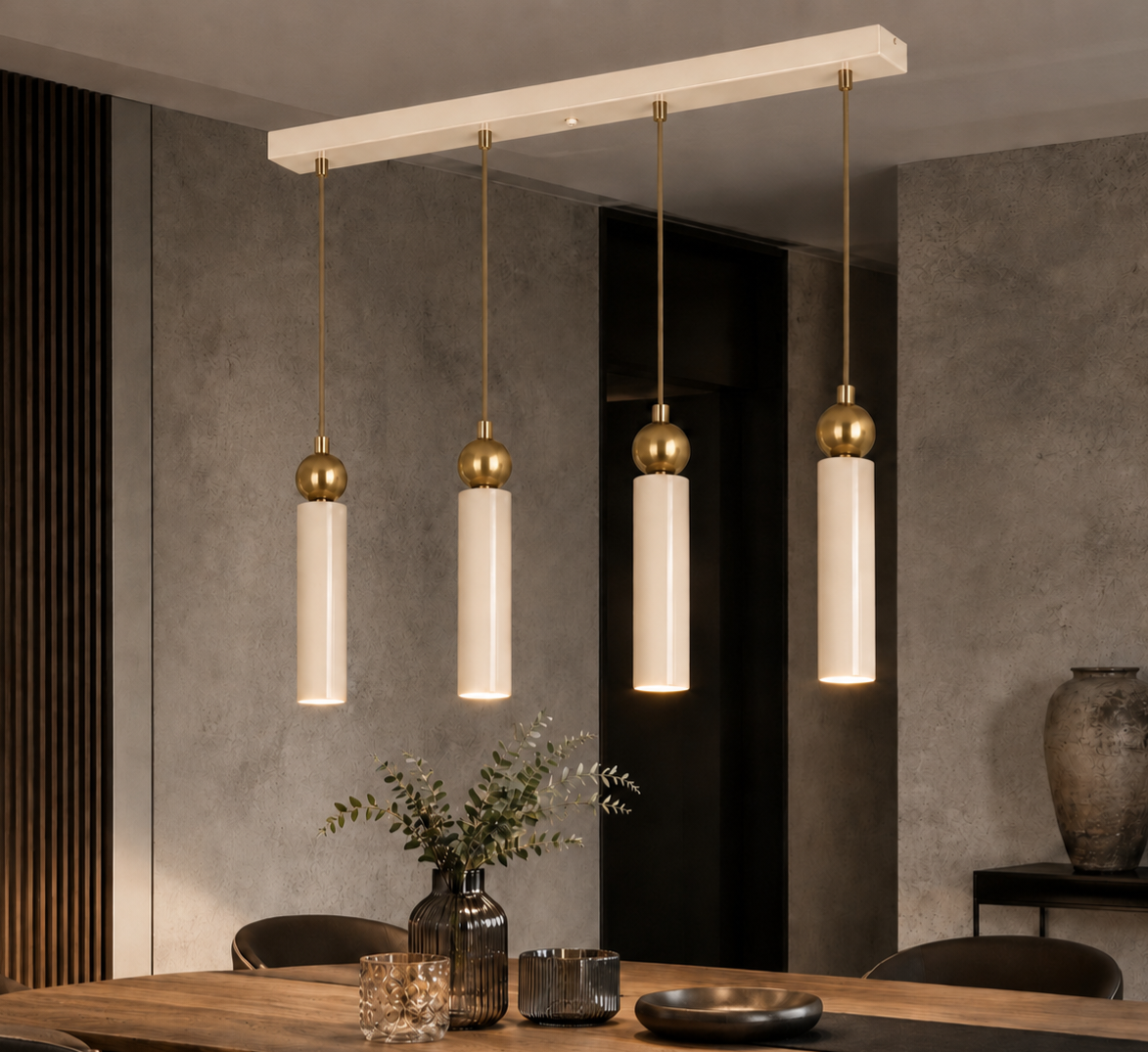 Sparg 4'lü Dekoratif Krem & Eskitme Metal Tavan Sarkıt Modern Avize (Gün Işığı Led Ampuller Dahildir...)
