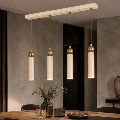 Sparg 4'lü Dekoratif Krem & Eskitme Metal Tavan Sarkıt Modern Avize (Gün Işığı Led Ampuller Dahildir...)