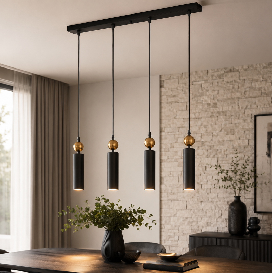 Sparg 4'lü Dekoratif Siyah & Eskitme Metal Tavan Sarkıt Modern Avize (GÜN IŞIĞI LED AMPULLER DAHİLDİR...)