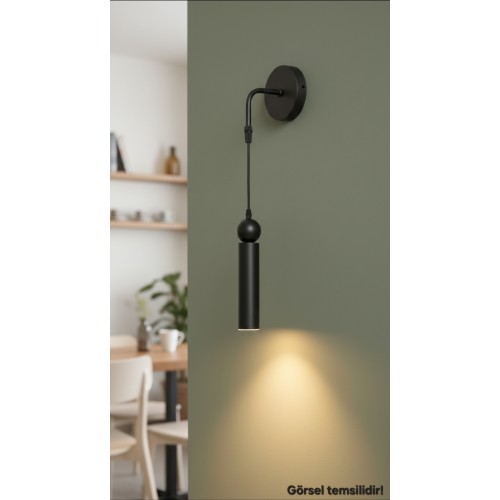 Sparg Tekli Dekoratif Siyah Metal Modern Duvar Aplik İç Mekan (GÜNIŞIĞI LED AMPUL DAHİLDİR...)