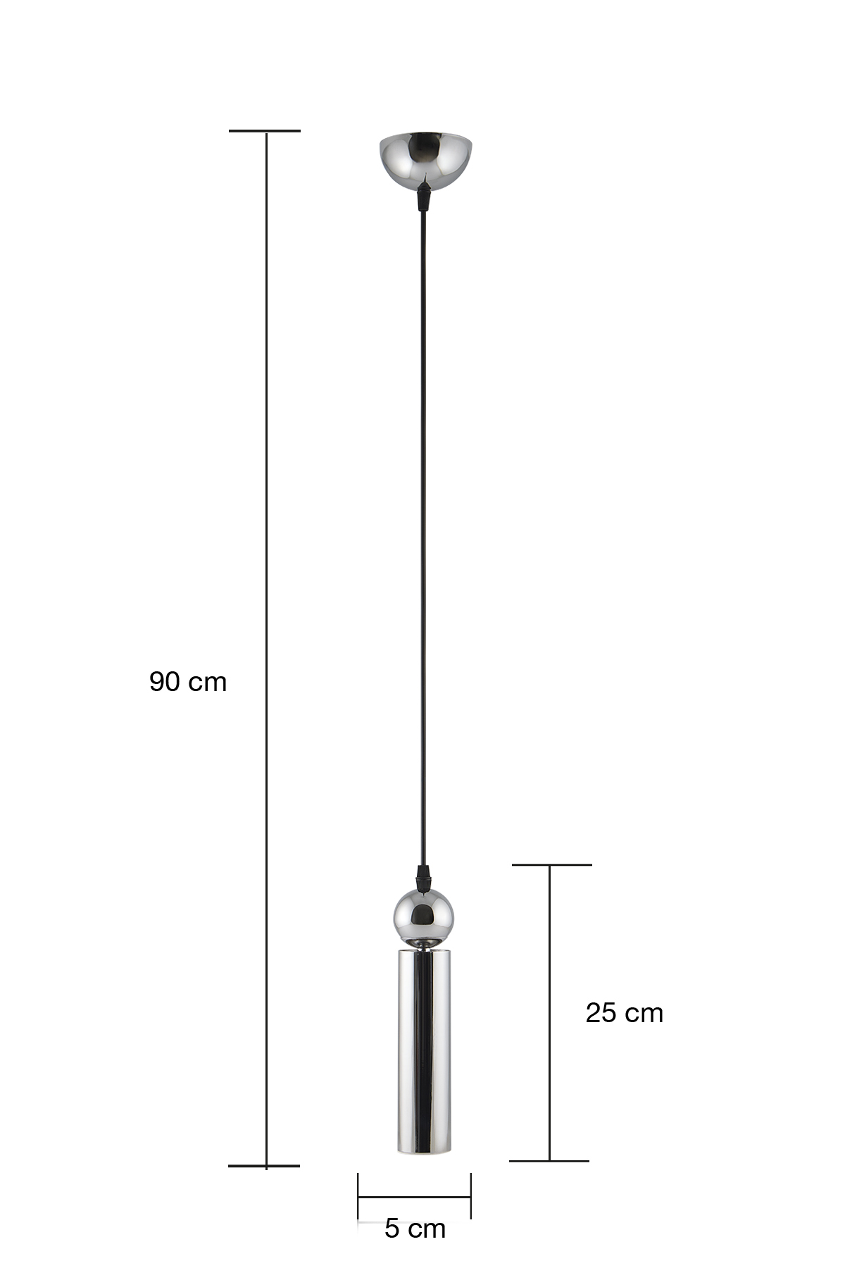 Sparg Dekoratif Krom Kaplama Modern Metal Tavan Sarkıt Tekli Avize (GÜNIŞIĞI LED AMPUL DAHİLDİR...)