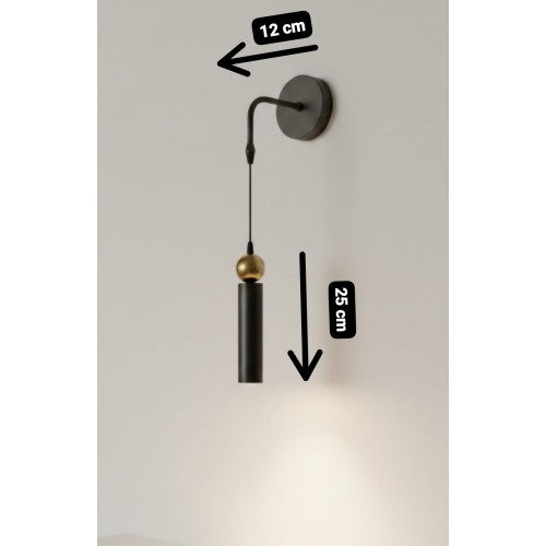Sparg Tekli Dekoratif Siyah & Eskitme Metal Modern Duvar Aplik İç Mekan (GÜNIŞIĞI LED AMPUL DAHİLDİR...)