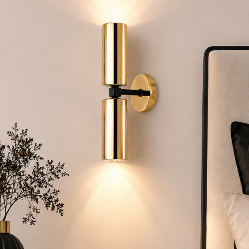 Teo 2'li Dekoratif Gold Kaplama & Siyah Modern Metal Duvar Aplik İç Mekan (Günışığı led ampuller dahildir...)