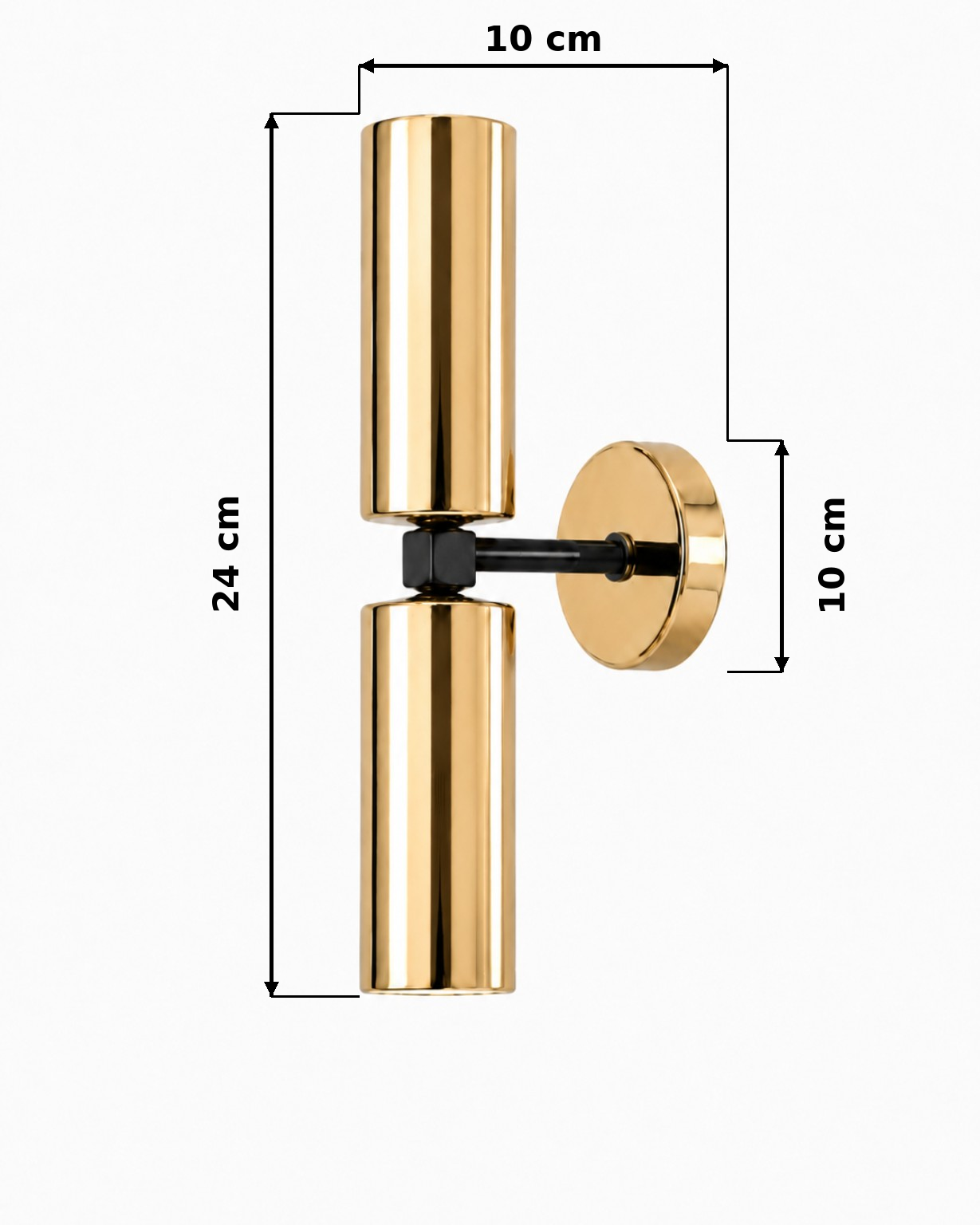 Teo 2'li Dekoratif Gold Kaplama & Siyah Modern Metal Duvar Aplik İç Mekan (Günışığı led ampuller dahildir...)