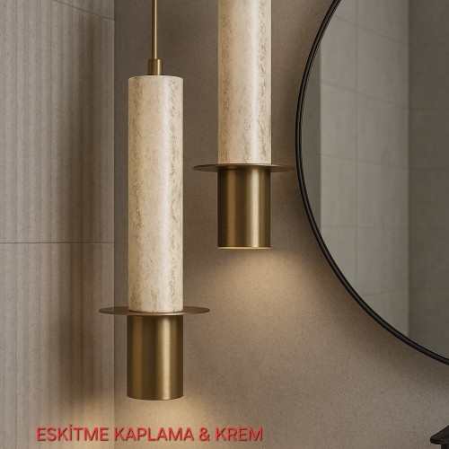 Vista 2'li Dekoratif Özel Krem Efekt Boya - Eskitme Kaplama Sarkıt Avize (GÜNIŞIĞI LED AMPULLER DAHİLDİR...)