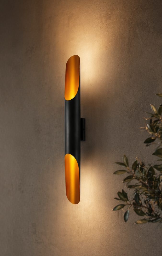 FAGOT Dekoratif Siyah & Amber Metal Modern Duvar Aplik İç Mekan