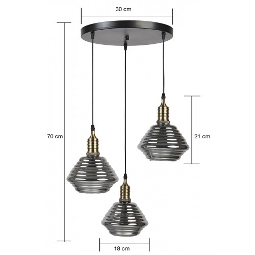 LY8004-3 Dekoratif 3'lü İthal Füme Cam Sarkıt Modern İç Mekan