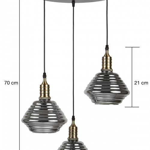 LY8004-3 Dekoratif 3'lü İthal Füme Cam Sarkıt Modern İç Mekan