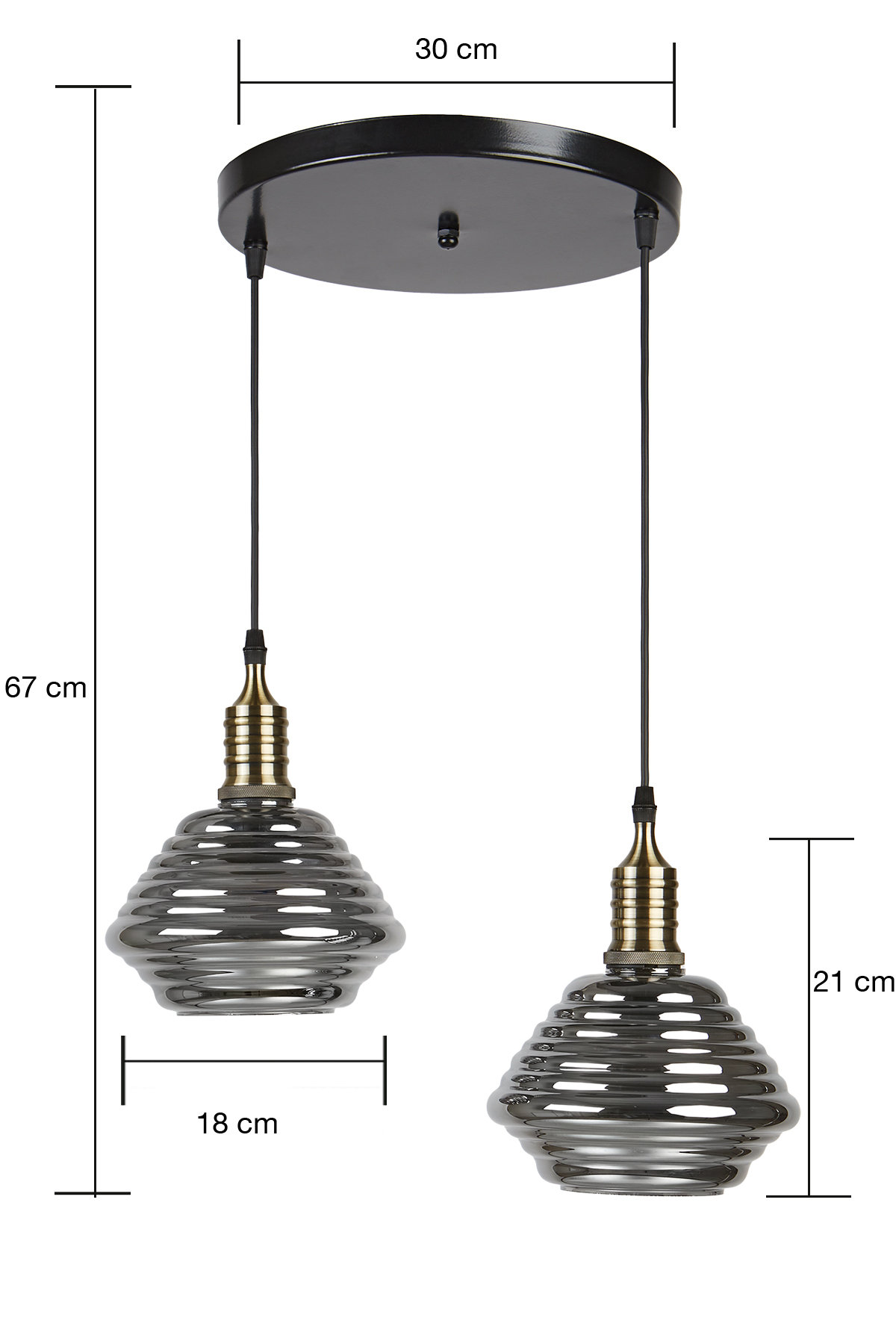 LY8004-2 Dekoratif 2'li İthal Füme Cam Sarkıt Modern İç Mekan