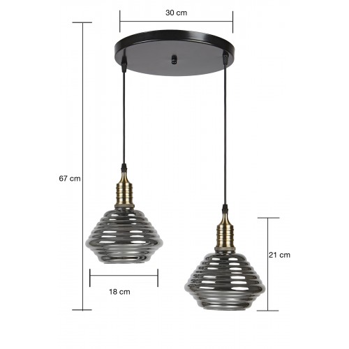 LY8004-2 Dekoratif 2'li İthal Füme Cam Sarkıt Modern İç Mekan