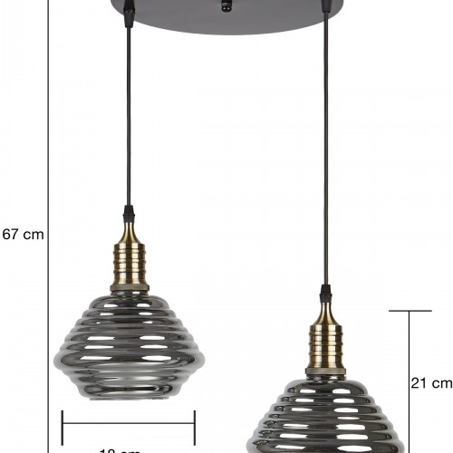 LY8004-2 Dekoratif 2'li İthal Füme Cam Sarkıt Modern İç Mekan