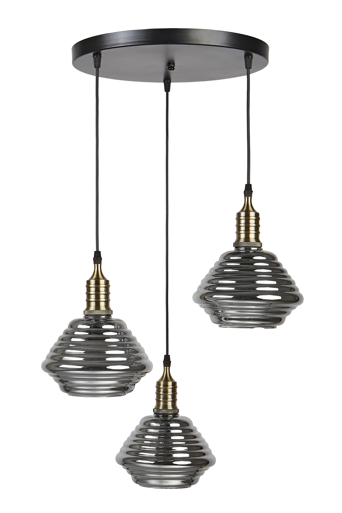 LY8004-3 Dekoratif 3'lü Füme Cam Sarkıt Modern İç Mekan