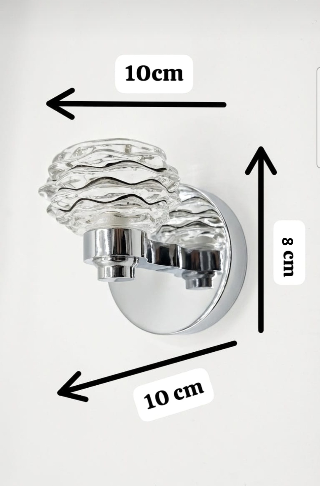 Piko Dekoratif Camlı Metal Krom Gövde Duvar Aplik ( G4 DUYLU BEYAZ LED AMPUL DAHİLDİR!!!)