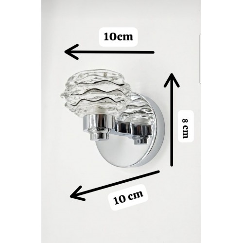 Piko Dekoratif Camlı Metal Krom Gövde Duvar Aplik ( G4 DUYLU BEYAZ LED AMPUL DAHİLDİR!!!)