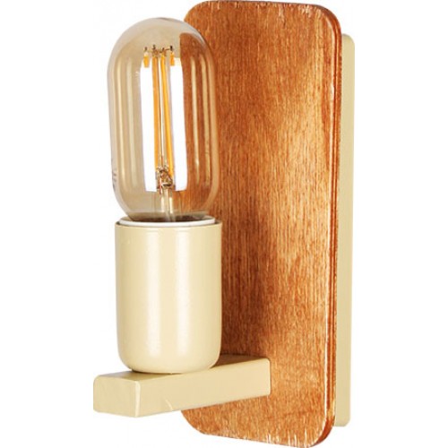 Lopez Dekoratif Meşe Ahşaplı Duvar Aplik Modern İç Mekan (Rustik led ampul dahildir...)